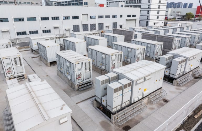 ESS battery array on a rooftop