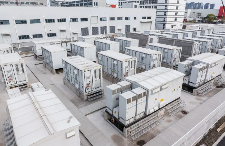 ESS battery array on a rooftop