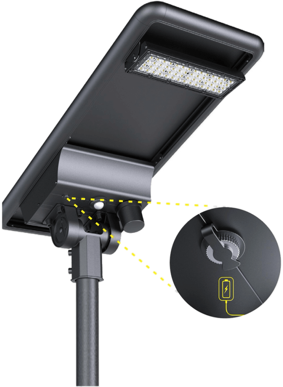 DC port being indicated on the luminaire.