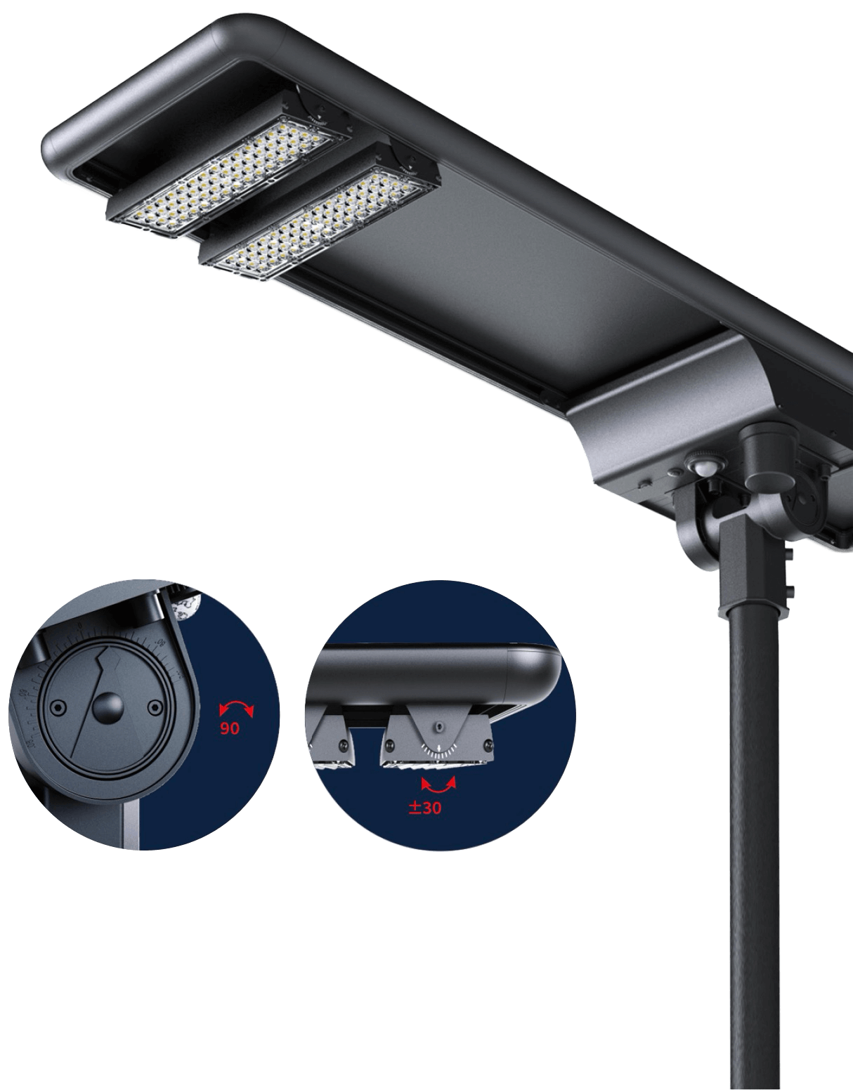 Features of articulation indicated on the luminaire.